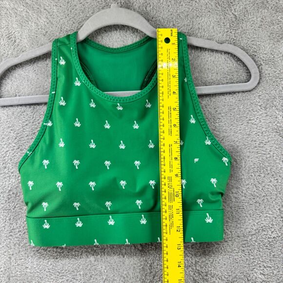 Fabletics Top Shorts Womens XS Green Palm Tree Workout Set Padded Bra Motion365 - Picture 6 of 14